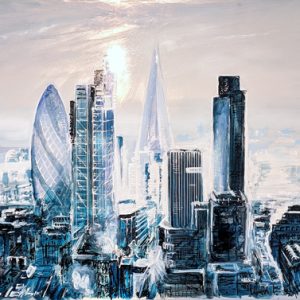 Downtown Dusk - Steel Blues original metal artwork of London