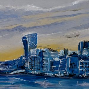 'City Blues 2', original metal artwork of London