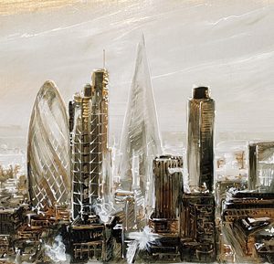 'Downtown Dusk' original metal artwork