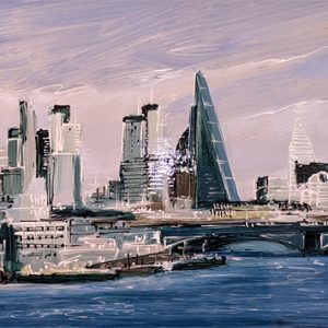 London Skyline - original mixed media on metal artwork