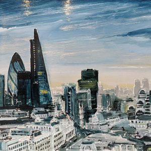 London landscape - Mixed media on metal artwork
