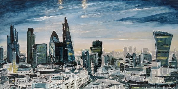 London landscape - Mixed media on metal artwork