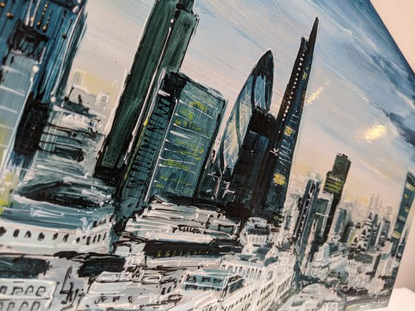 London landscape - Mixed media on metal artwork - Image 3