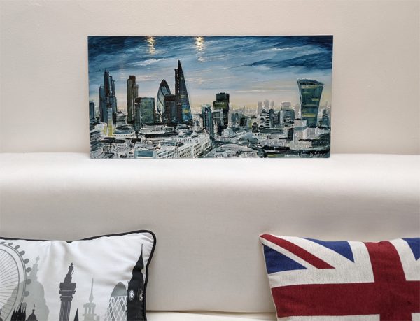 London landscape - Mixed media on metal artwork - Image 2