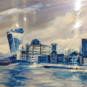 'City Blues 2' original mixed media on metal
