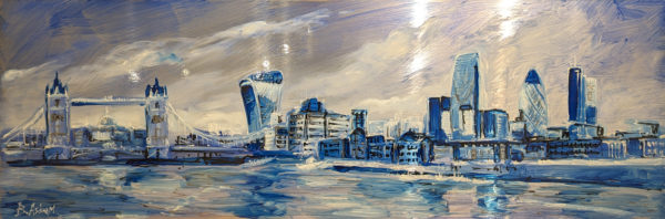 'City Blues 2' original mixed media on metal