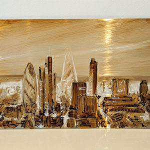 'Downtown Dusk' original mixed media on metal