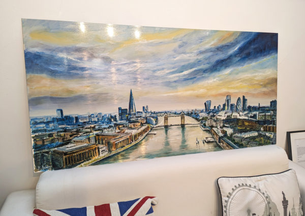 Sunset Across the City - Original mixed media on metal. - Image 2