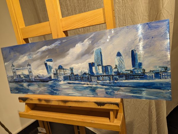'City Blues 2' original mixed media on metal - Image 3